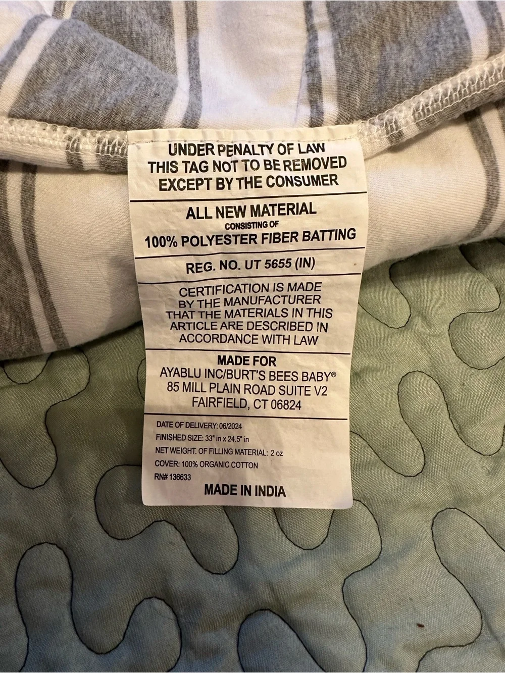 Burt's Bees Baby Beekeeper Wearable Blanket 1.5 TOG